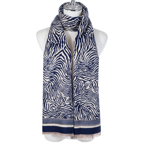 Park Lane Navy Zebra Print Scarf