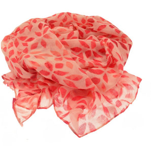 Pink Leaf Tassle Scarf