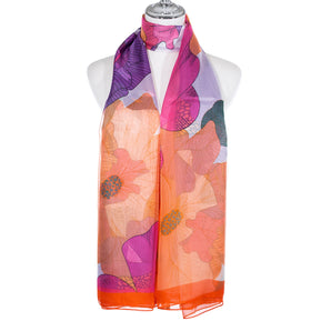 Park Lane Orange Floral Pattern Scarf