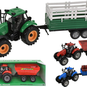 Plastic Friction Tractors With Trailers (6 Asst)