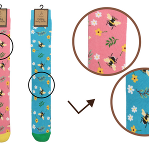 Ladies Funky Welly Socks - Floral Bee Assorted