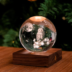 Amber Crystal Light 3D Laser - The Owl Moon