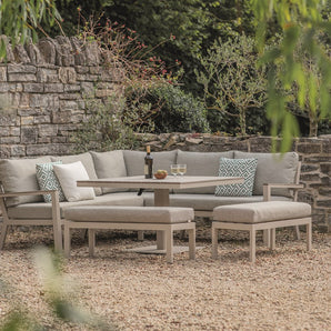 Zurich Modular Sofa, Square Table & 2 Benches - Mocha