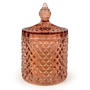 Candlelight - Round Embossed Candle Jar Lidded - Jhangye Pink
